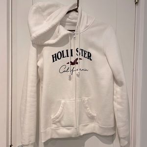 Hollister California - pure white zip-up. Worn once, perfect condition!